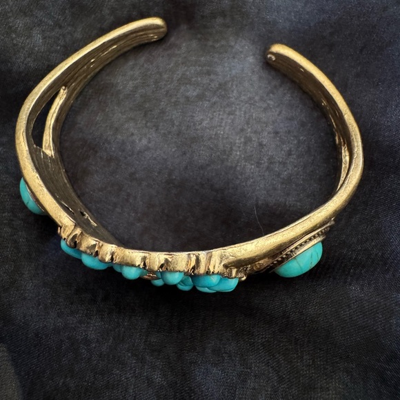 Southwestern Turquoise Style Wide Cuff Bracelet Boho Statement - Picture 5 of 16